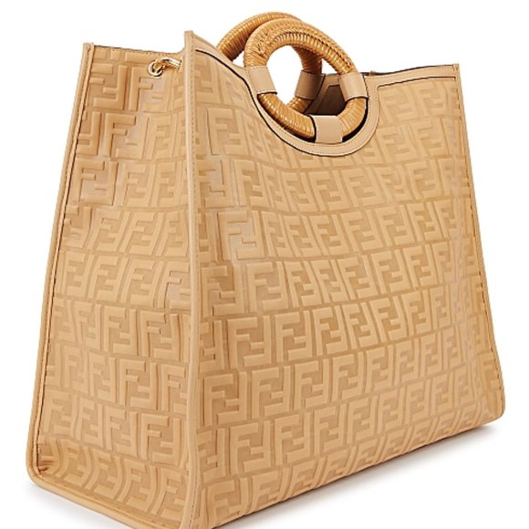 Fendi Handbags - FENDI Runaway Double-F Logo Leather Shopper